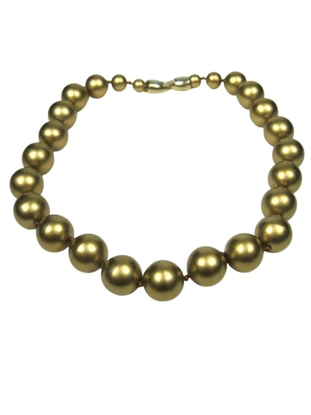 Vintage Gold Tone Beaded Plastic Necklace 15 inch Choker Collar Chunky Statement